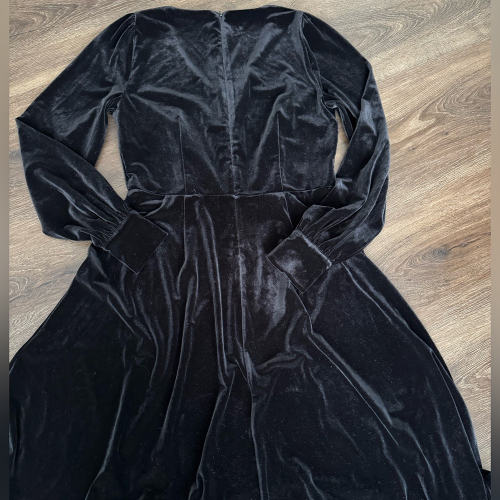 Talbots Black Velvet Long Sleeve Dress. New. - Picture 2 of 7